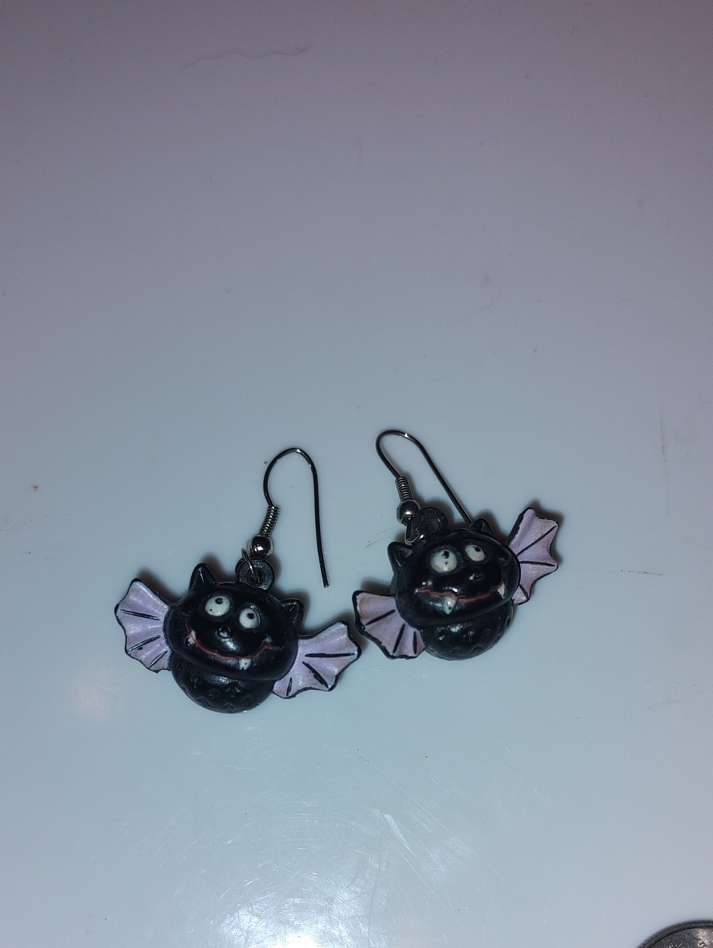 Vintage Russ Bat Halloween Dangle Earrings